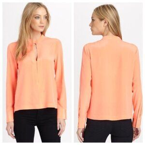 BCBGMAXAZRIA Size XS silk top long sleeve orange bcbg